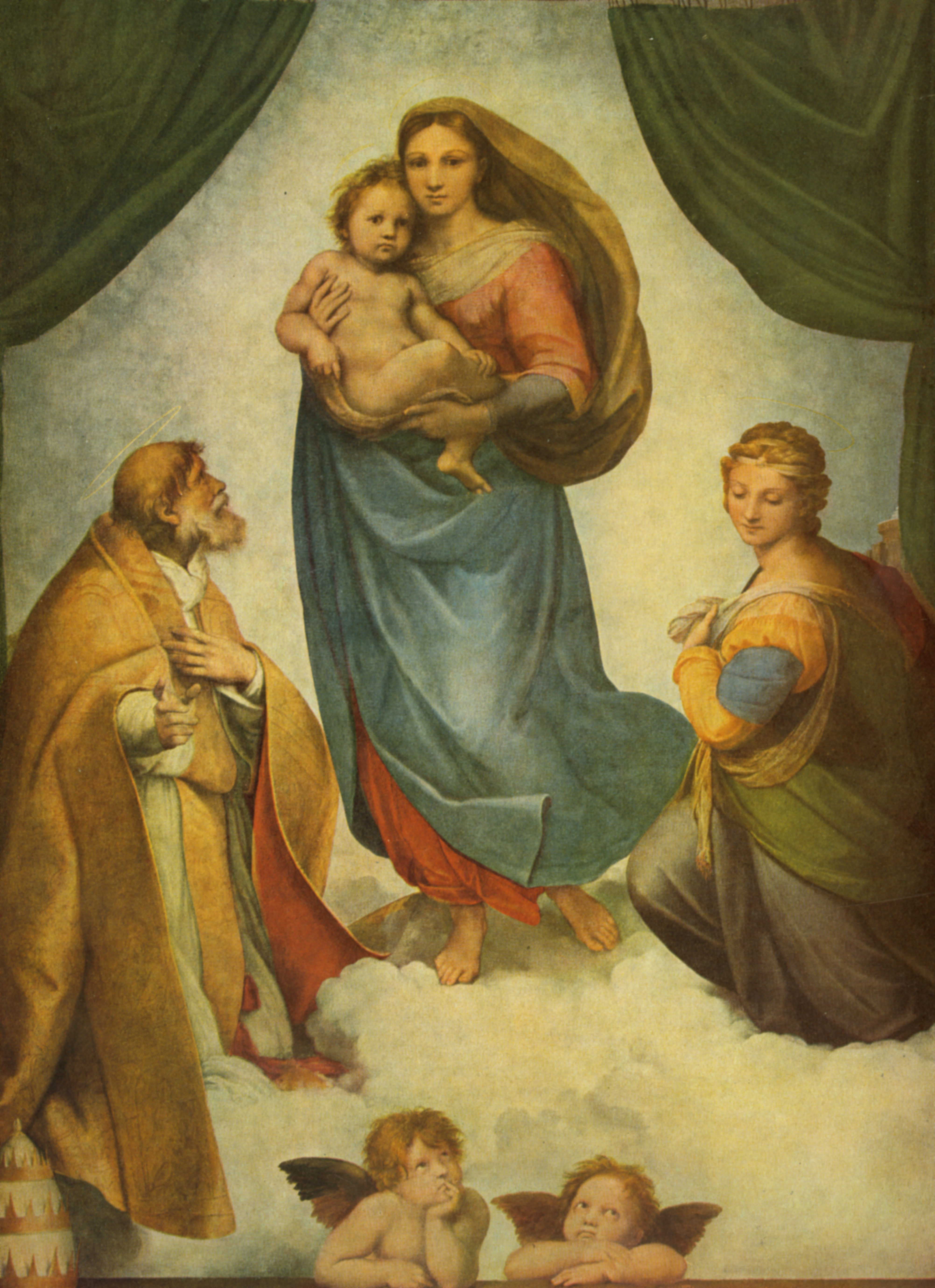 Annotated details from Sistine Madonna by Raphael
